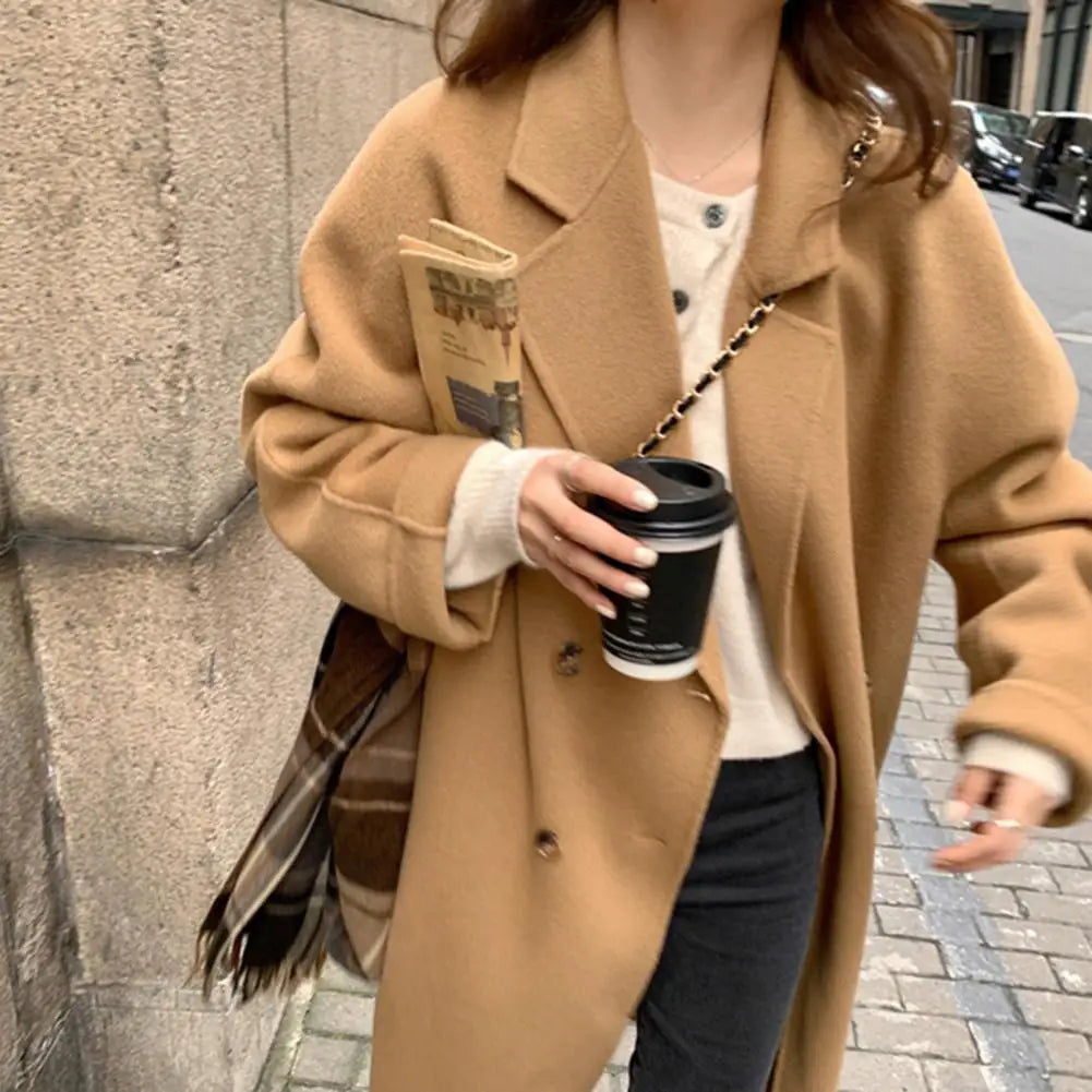 Woolen Notch Collar Overcoat