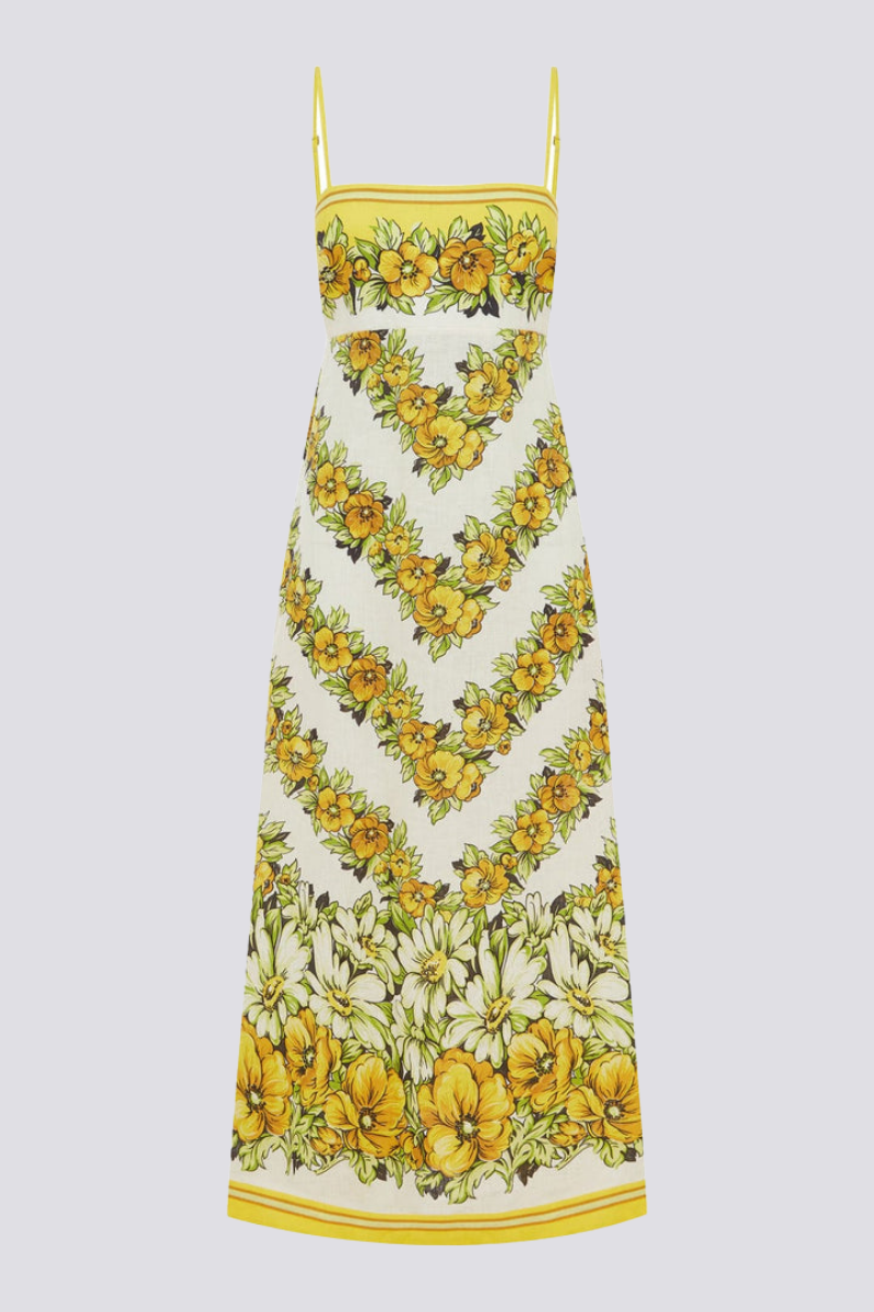 Floral Print Spaghetti Strap Side Pocket Straight Maxi Dress 3
