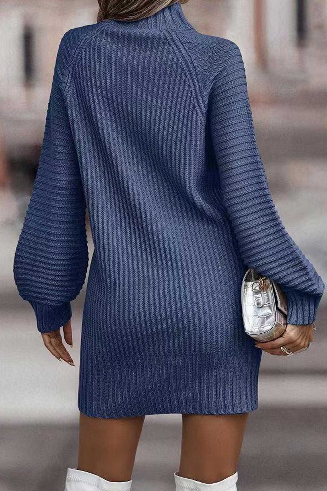 Relaxed Larisa Solid Color Turtleneck Dress for Modern Fashion Wear