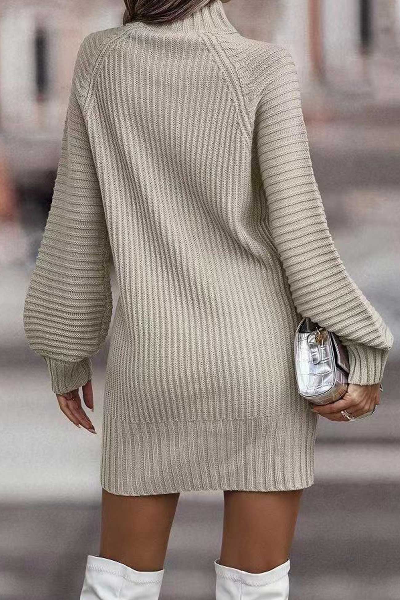 Relaxed Larisa Solid Color Turtleneck Dress for Modern Fashion Wear