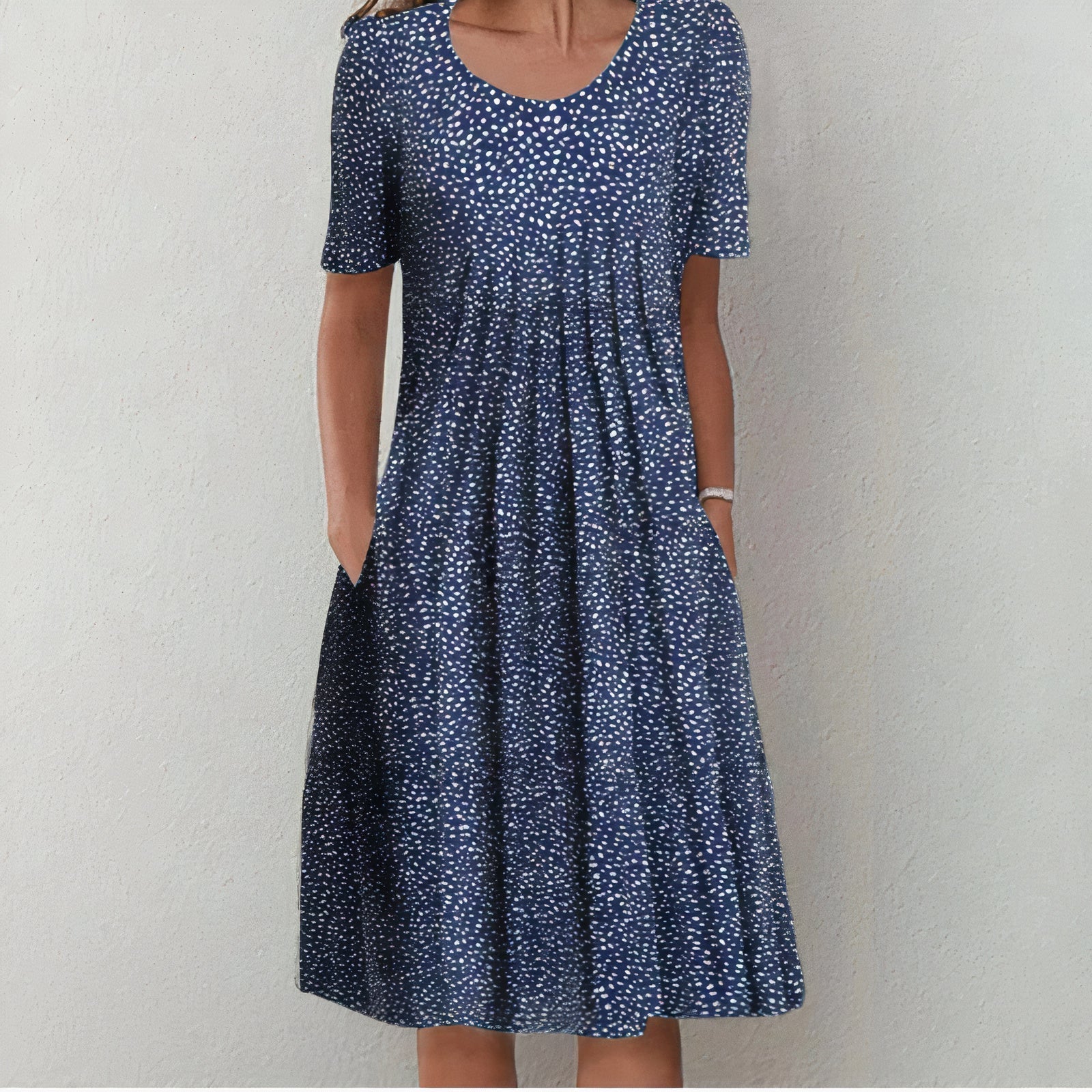 Leilani - Summer Bloom Ruffle Party Dress Blue with dots