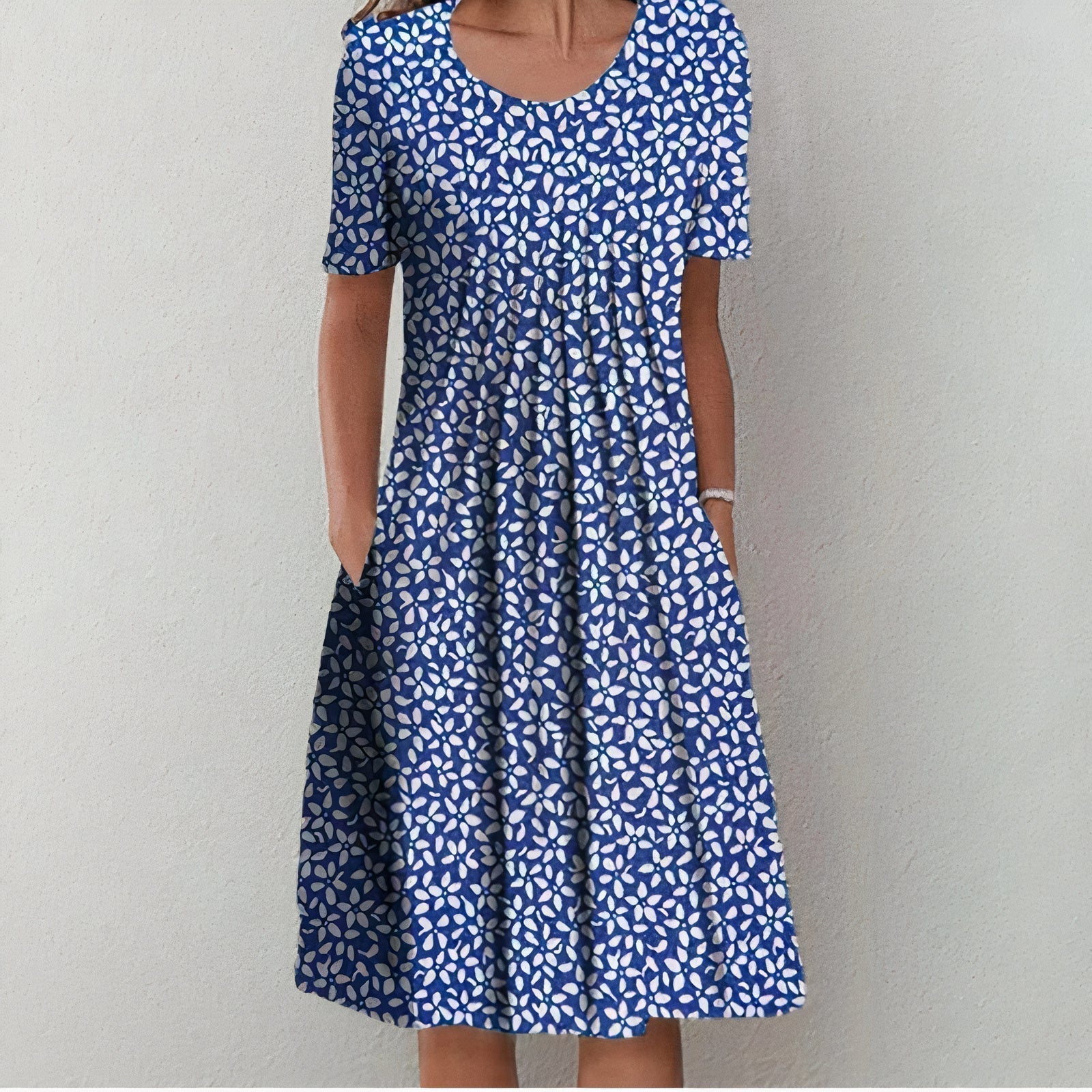 Leilani - Summer Bloom Ruffle Party Dress Blue with flowers