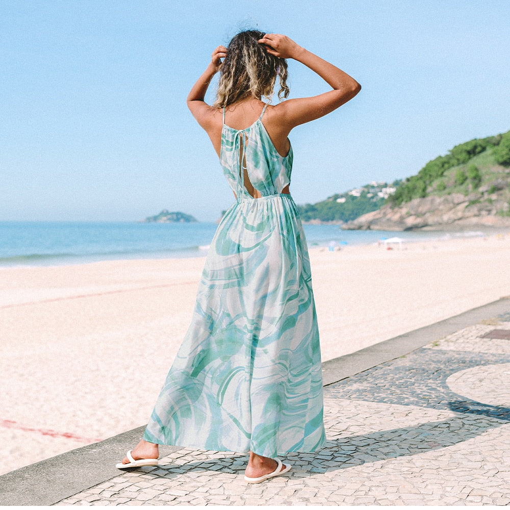 Sexy Cut Out Open Back Holiday Long Dress
