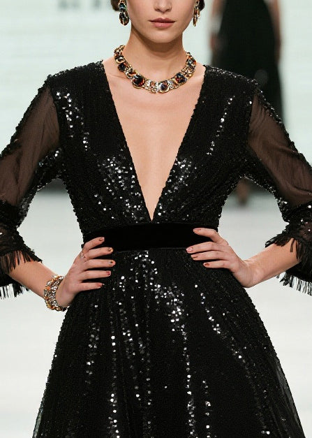 Sequin V-Neck Sleeveless Bodycon Mini Party Dress - View 2