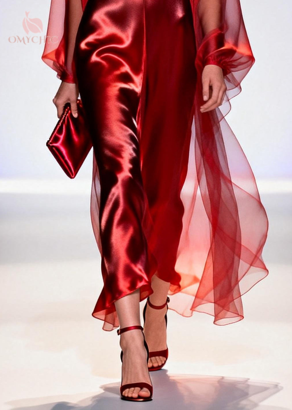 Unique Red V Neck Patchwork Tulle Maxi Dresses Summer - View 4