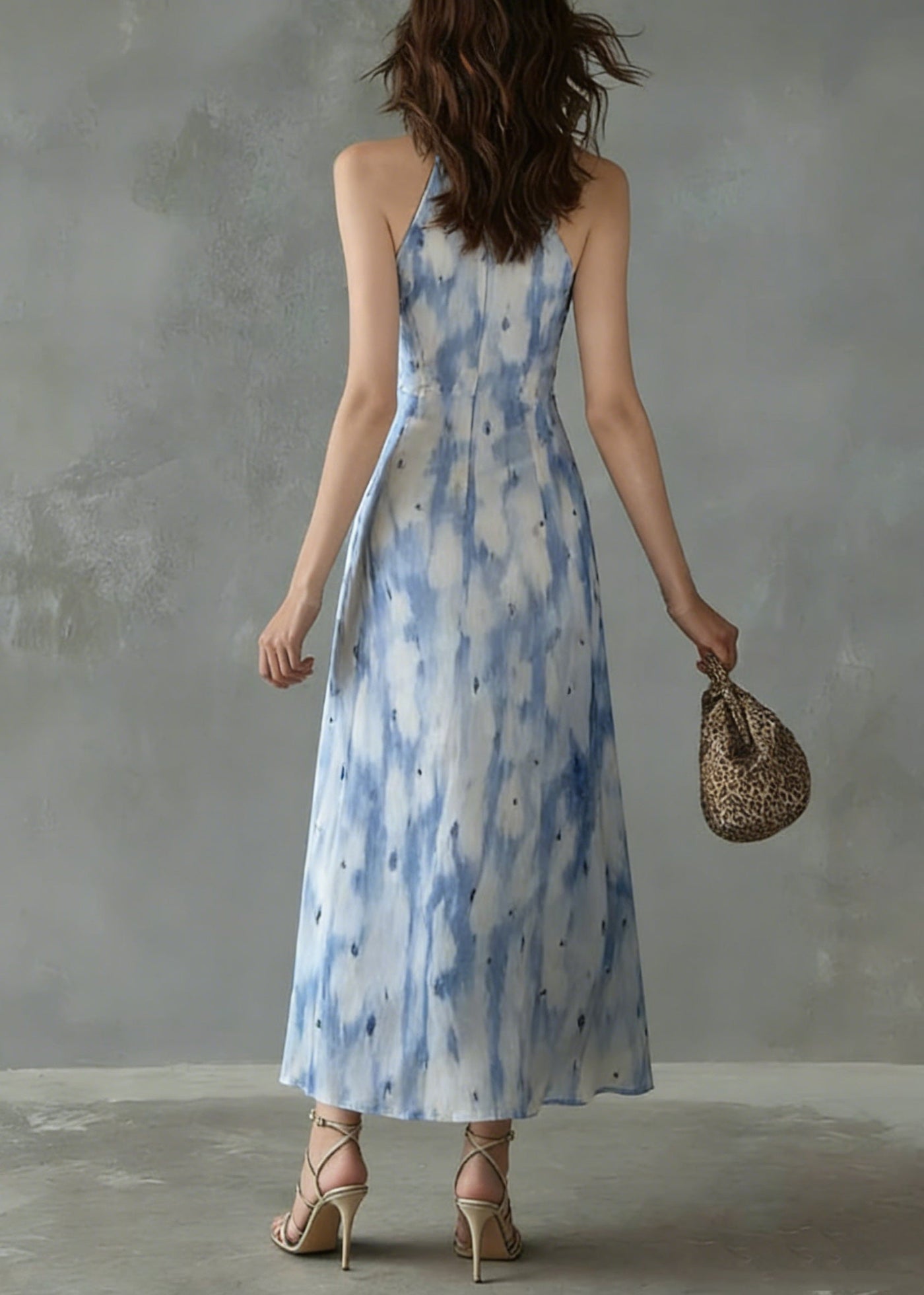 Unique Ruffled Print Slim Fit Chiffon Dress Sleeveless 2
