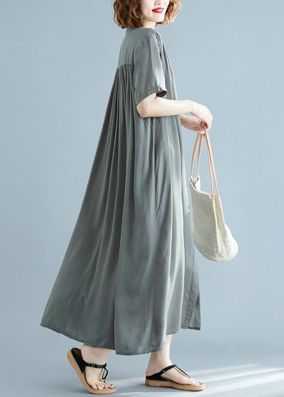 Unique Stand Collar Summer Outfit Work Outfits Army Green A Line Dresses