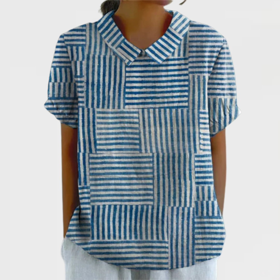 Striped Patchwork Short Sleeve Top