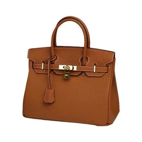 Top Handle Buckle Lock Structured Satchel Bag