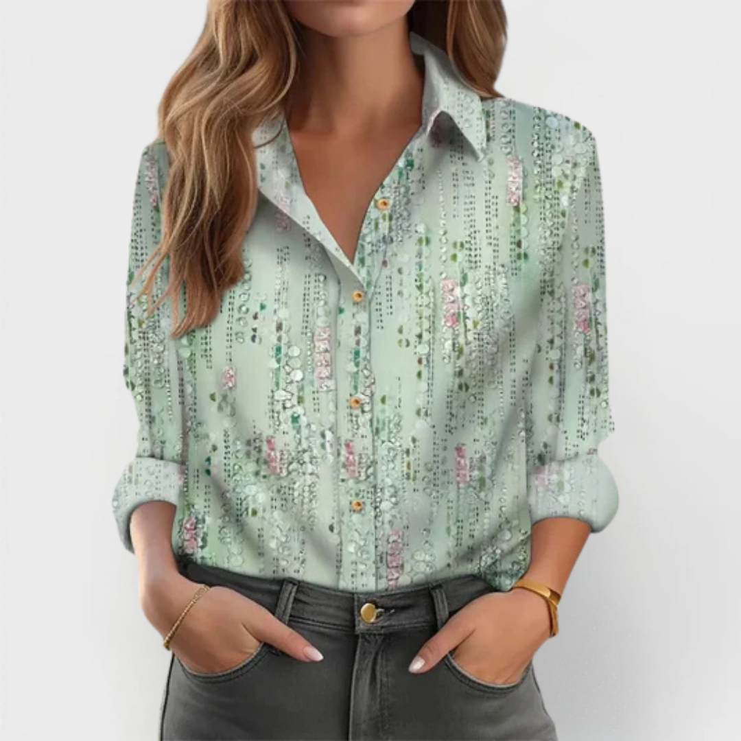 Floral Hem Long Sleeve Button Front Shirt