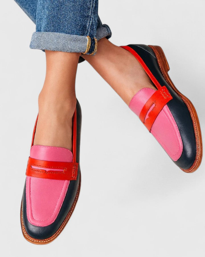 Round Toe Colorblock Penny Loafers