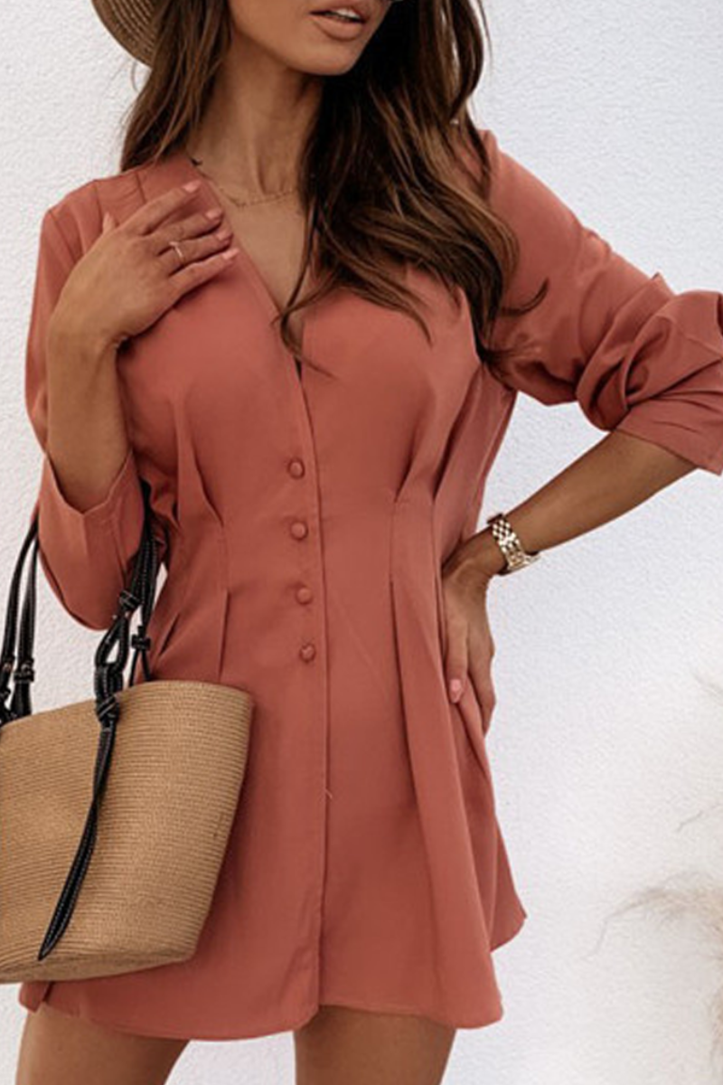 Gaia Statement Long Sleeved V Neck Mini Dress Boutique Collection