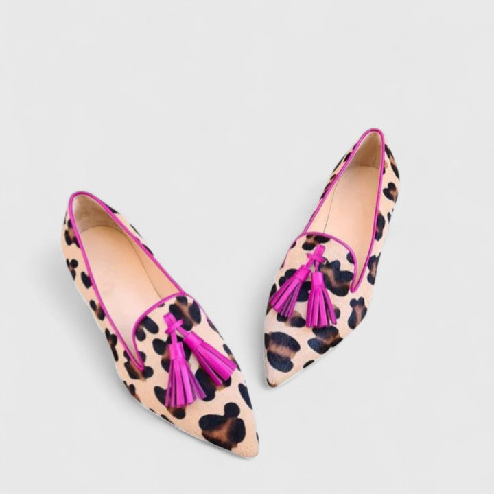 Leopard Print Tassel Pointed Toe Flats