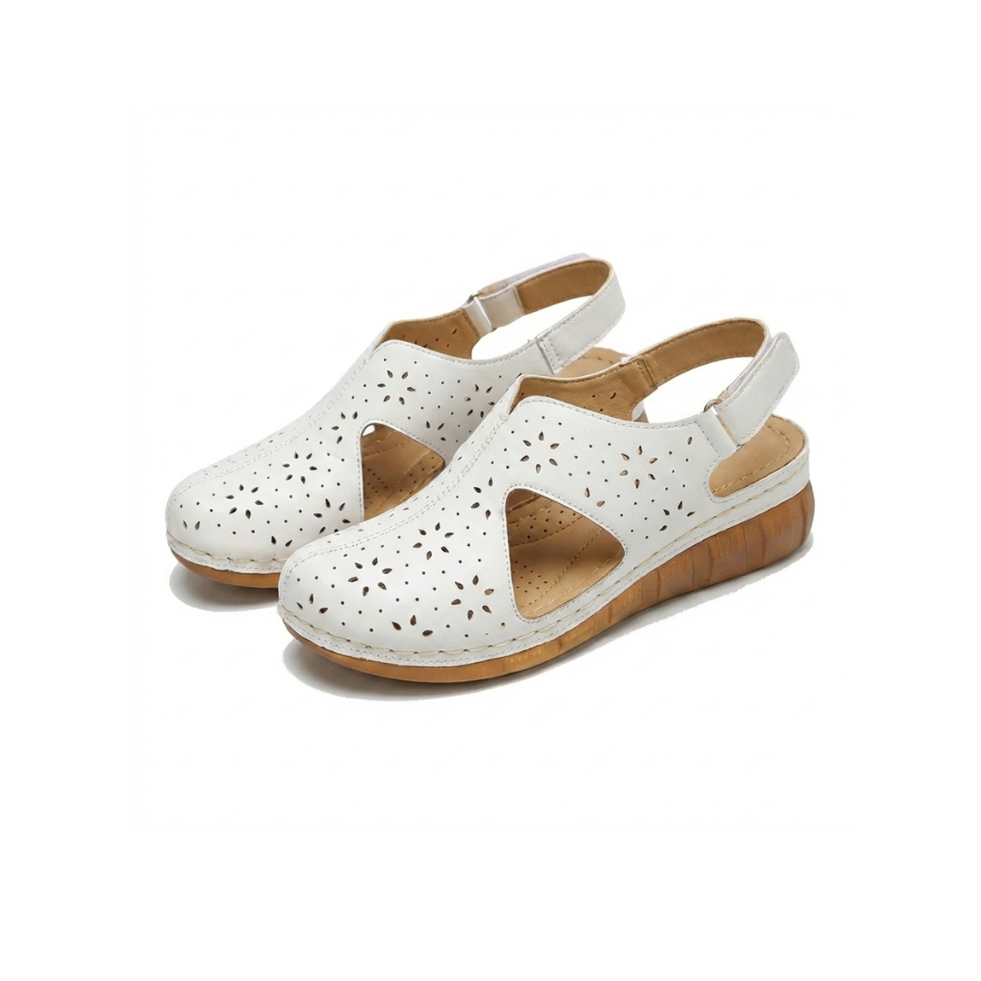 Closed Toe Cut Out Slingback Wedge Sandals