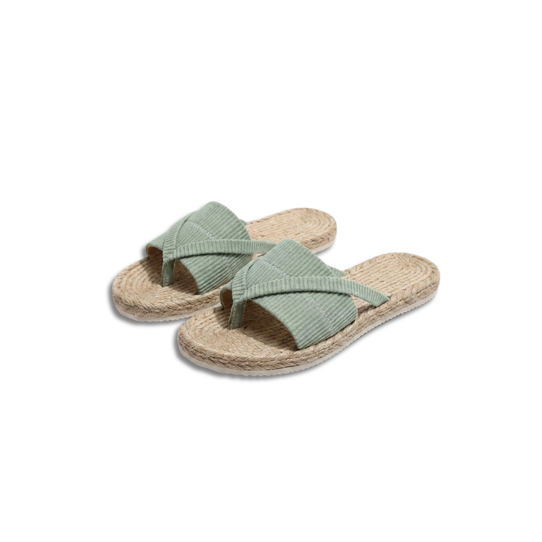 Cross Strap Jute Sole Slide Sandals