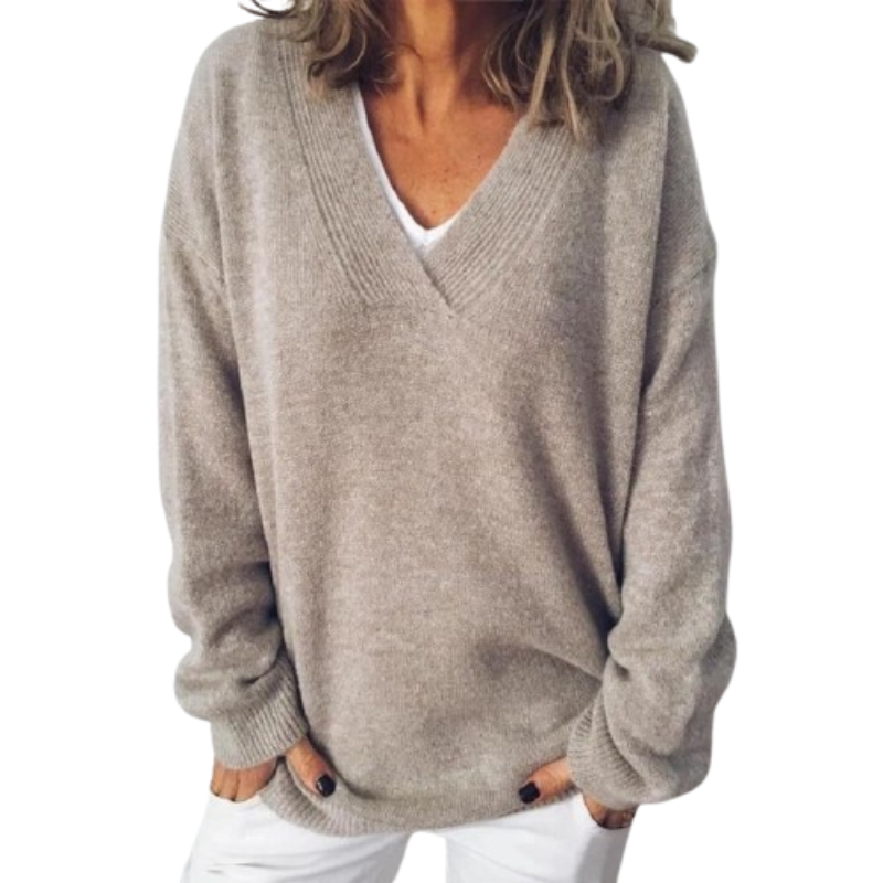 V-Neck Long Sleeve Oversized Knit Sweater