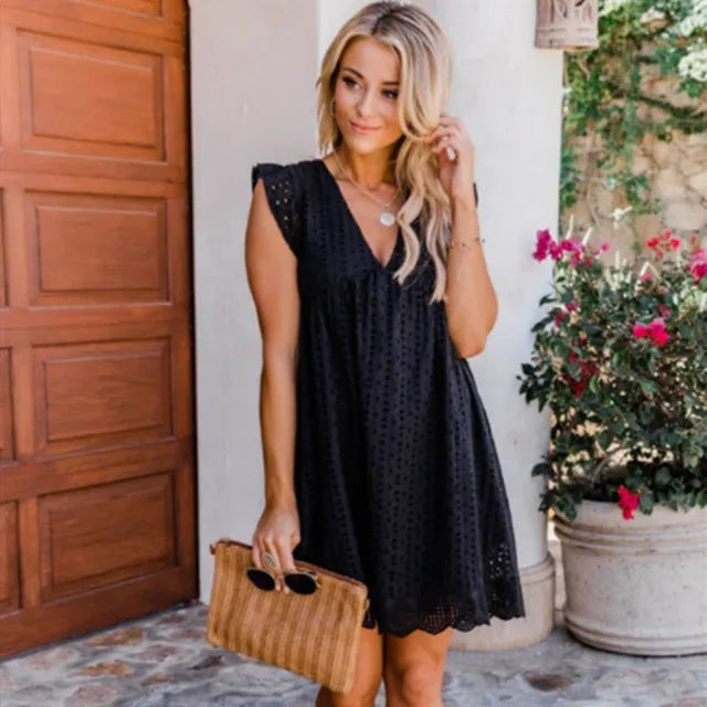 Simona Aesthetic V Neck Dress Elevated Occasion Wear