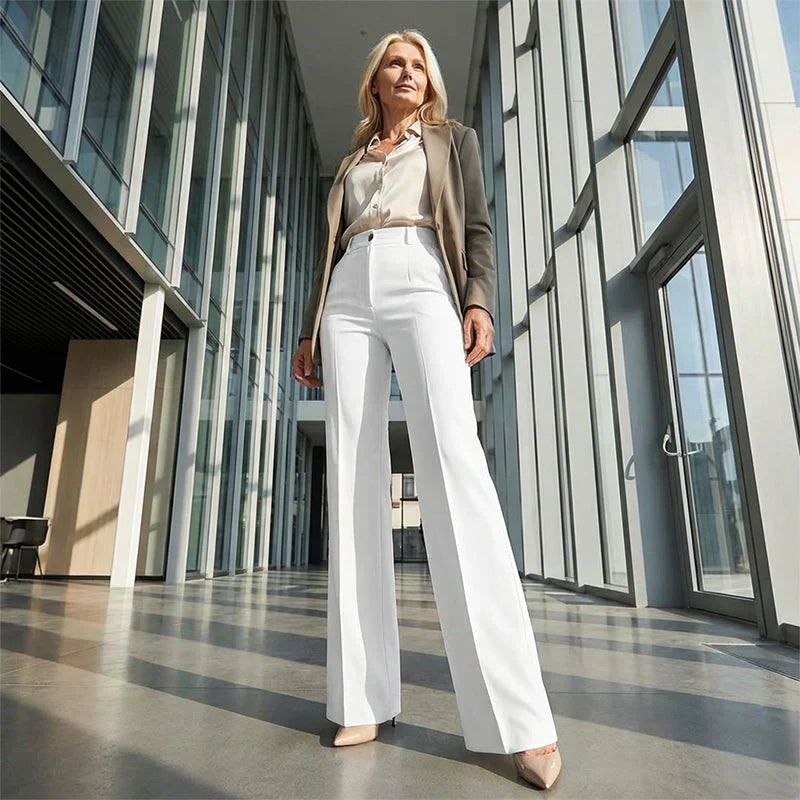 High Waist Wide Leg Tailored Trousers