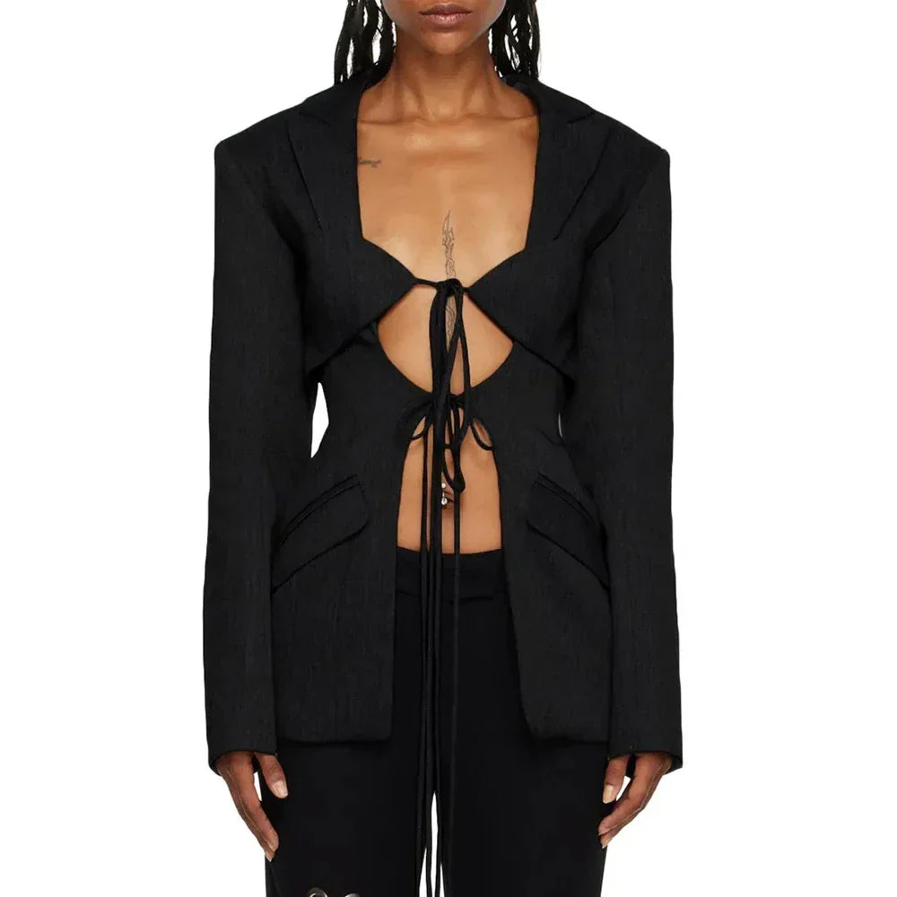 Temperament Vintage Solid Long Sleeve Slim Stylish High Quality Autumn Women Blazer