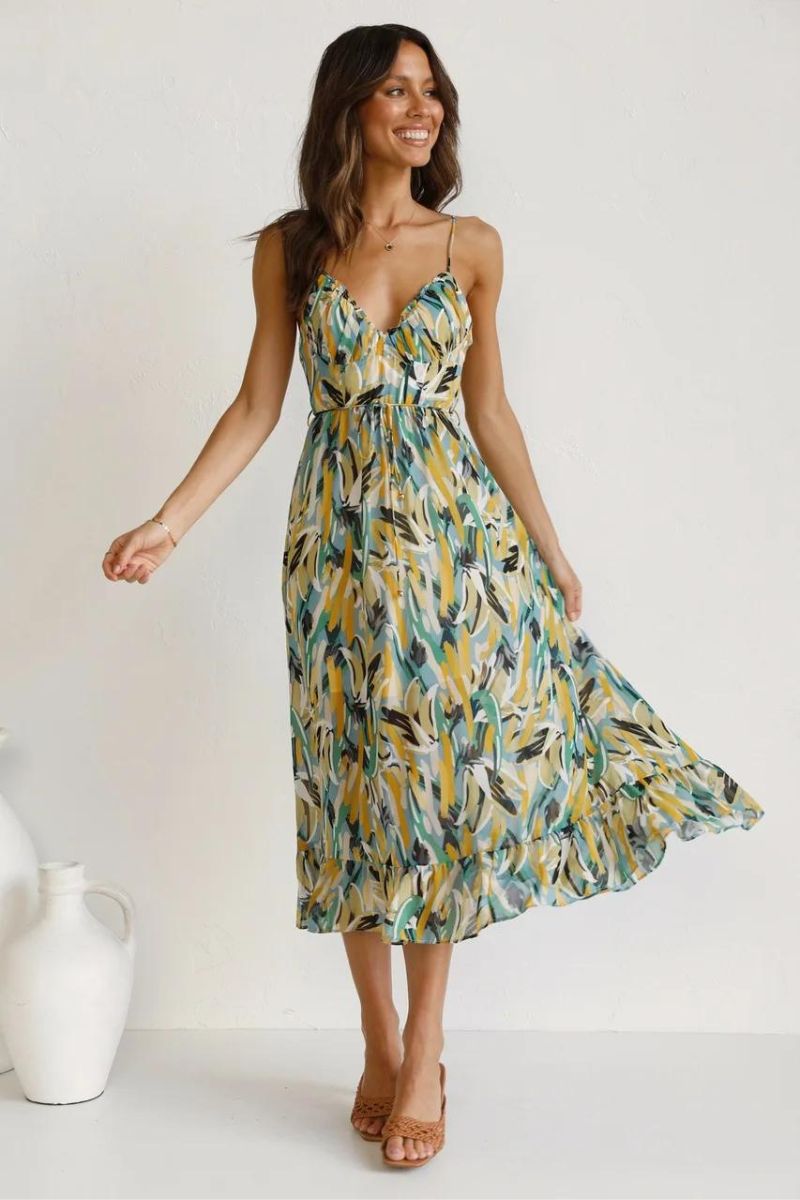 Minimalist Elisa Colorful Midi Dress Designer Edit