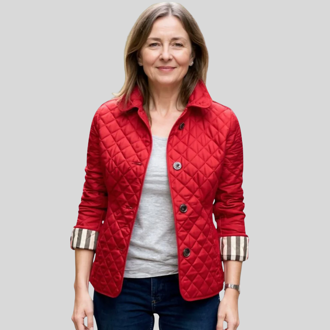 Stand Collar Quilted Button Front Jacket