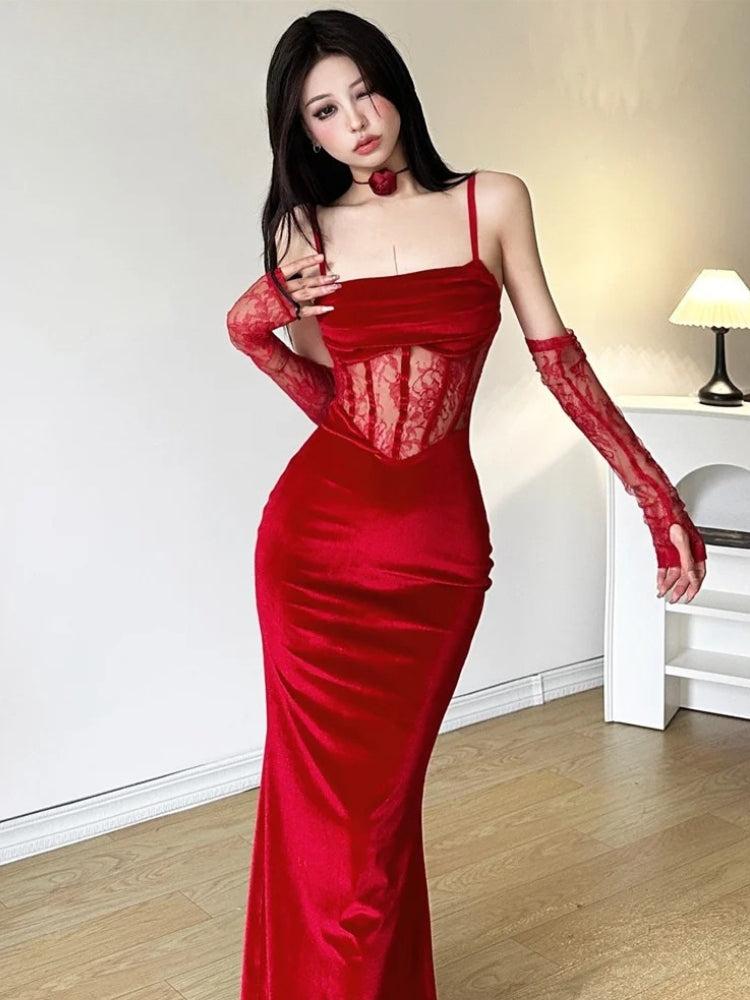 Velvet Lace Maxi Dress - View 2