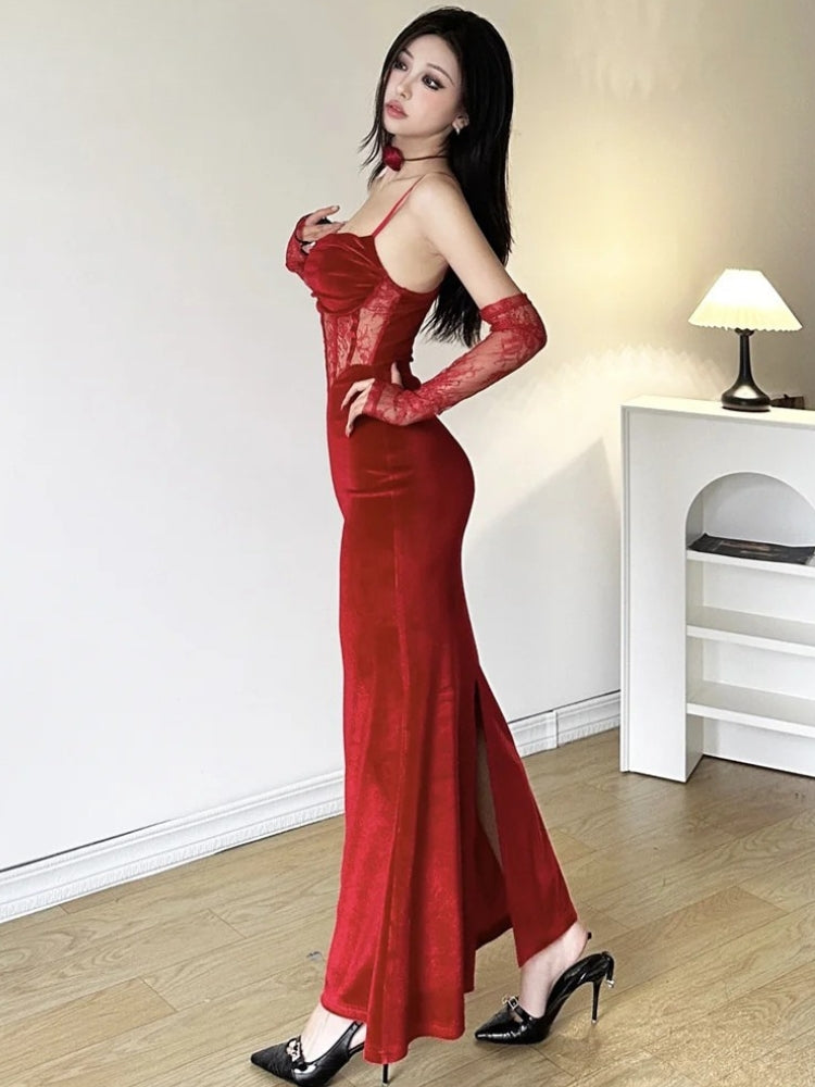 Velvet Lace Maxi Dress - View 3