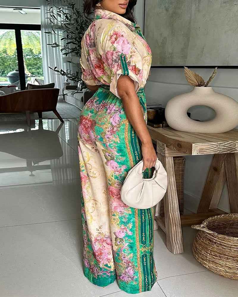 Vera Floral Wide-Leg Jumpsuit with Pockets
