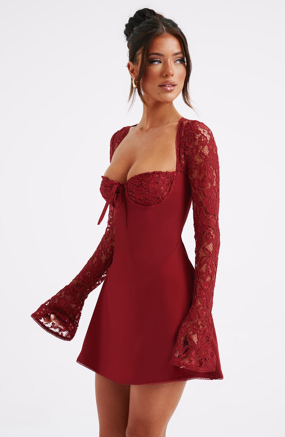 Lana | Long Sleeve Mini Dress Red