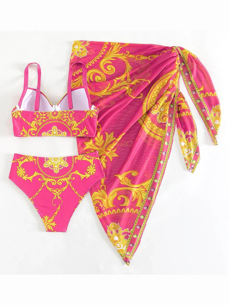 Eva Aesthetic Bohemian Push Up Bathing Dress with Cover Designer Edit