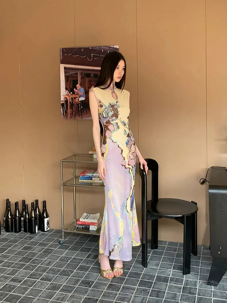 Classic Floral Cut Out Maxi Dress