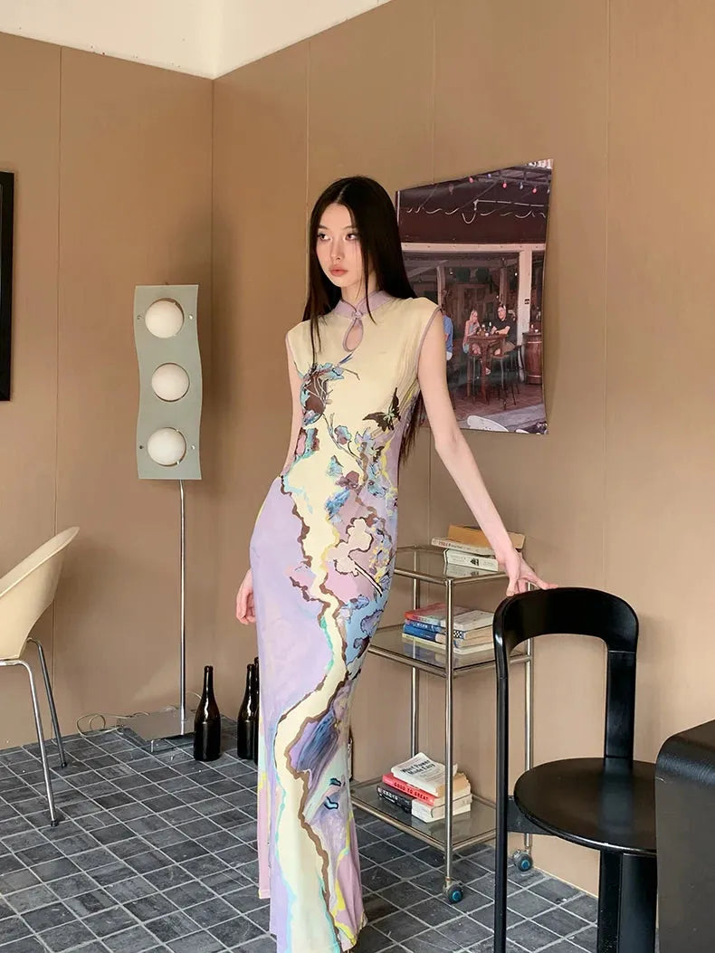 Classic Floral Cut Out Maxi Dress