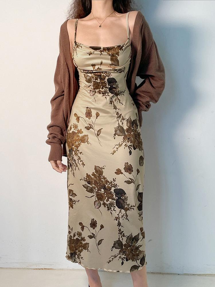 Retro Floral Maxi Dress