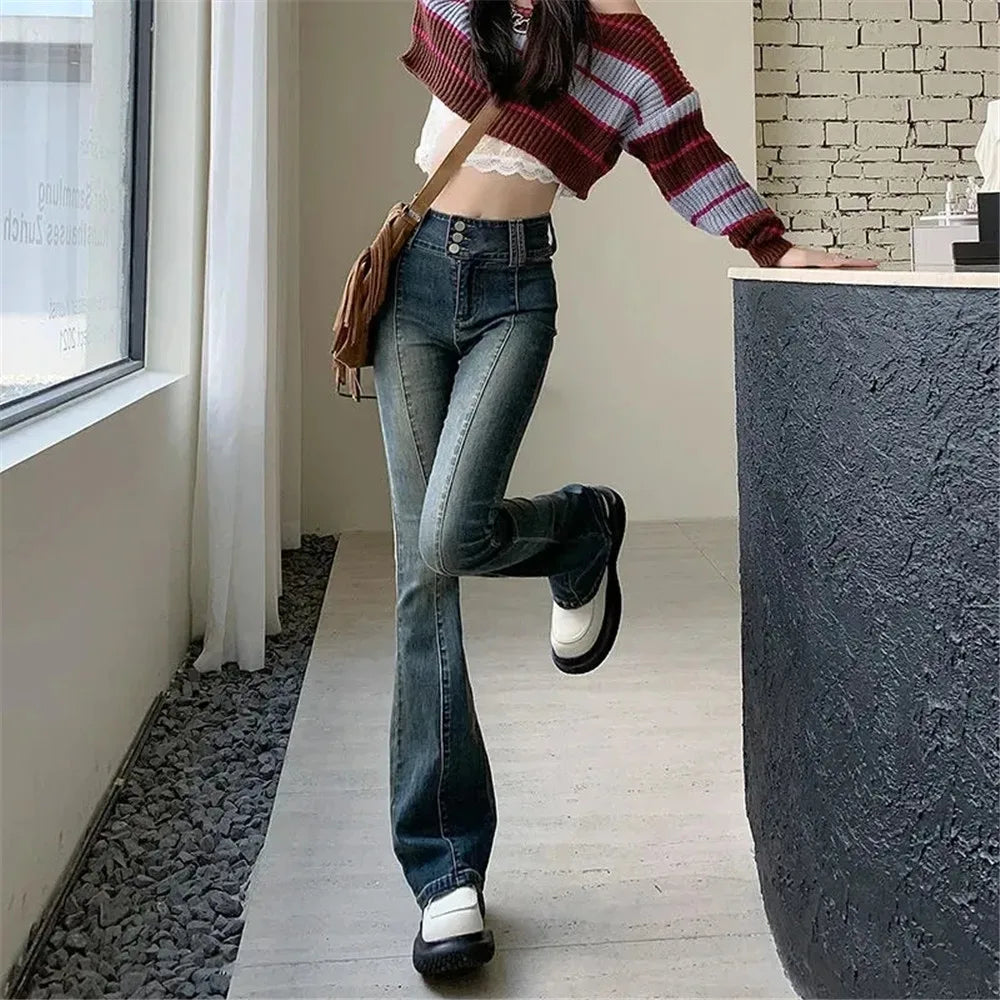 Streetwear Fashion Harajuku Casual Stretch Trousers Denim Pants