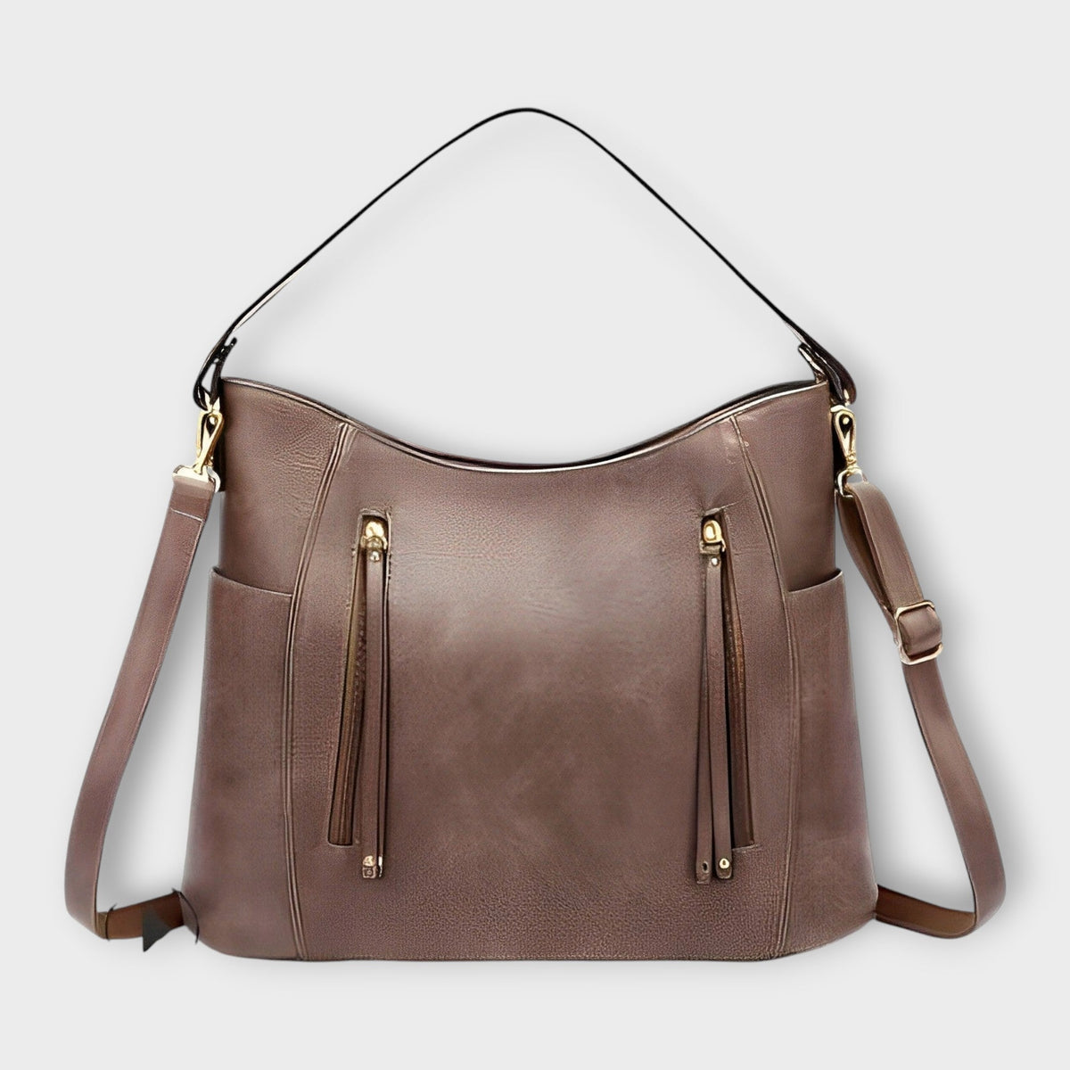 Tassel Zip Pocket Slouchy Hobo Shoulder Bag