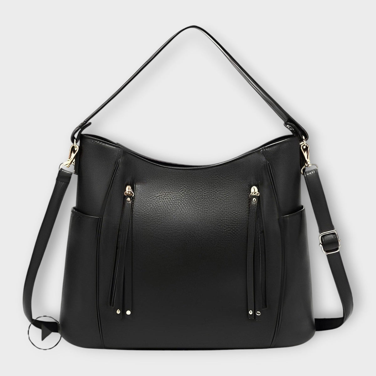 Tassel Zip Pocket Slouchy Hobo Shoulder Bag