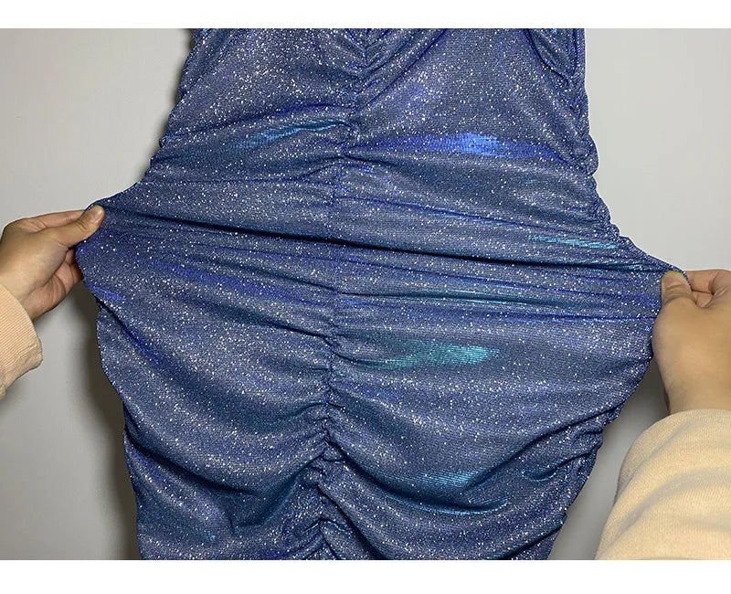 Glitter Spaghetti Strap Bodycon Mini Party Dress