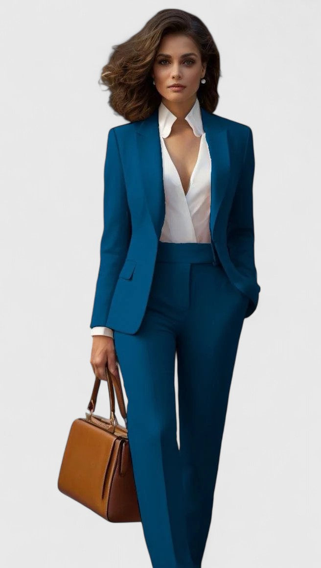 Single Breasted Blazer and Straight Leg Pants Two Piece Set