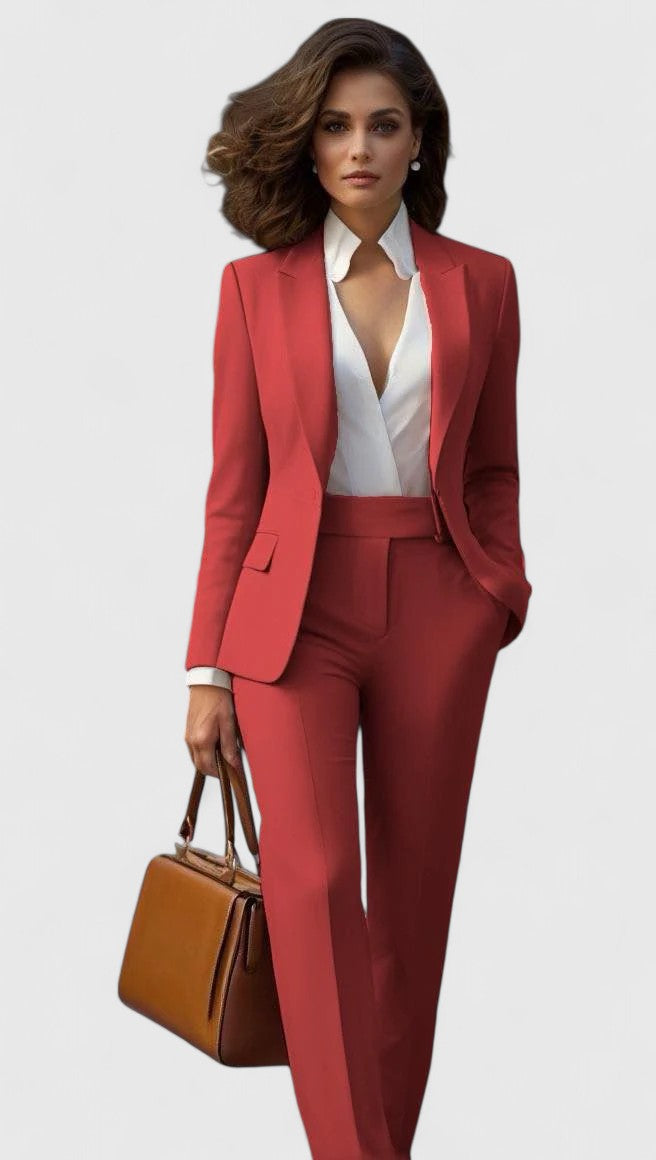 Single Breasted Blazer and Straight Leg Pants Two Piece Set