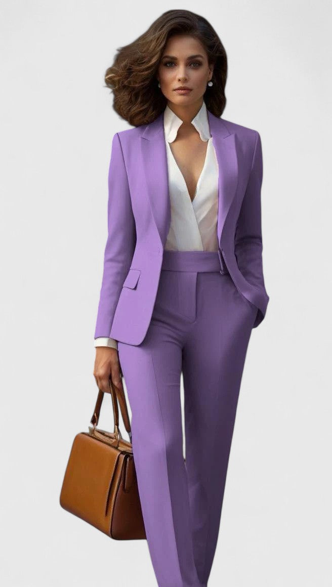 Single Breasted Blazer and Straight Leg Pants Two Piece Set