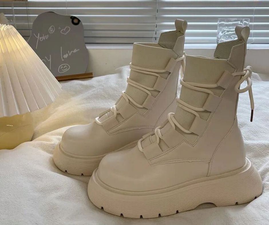 Lace Up Chunky Platform Combat Ankle Boots