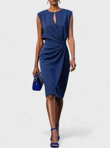 Cut Out Sleeveless Ruched Bodycon Midi Dress