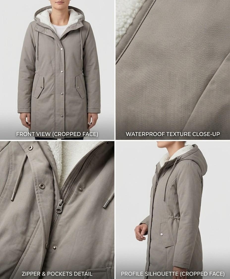 Hooded Fleece Lined Longline Parka Coat