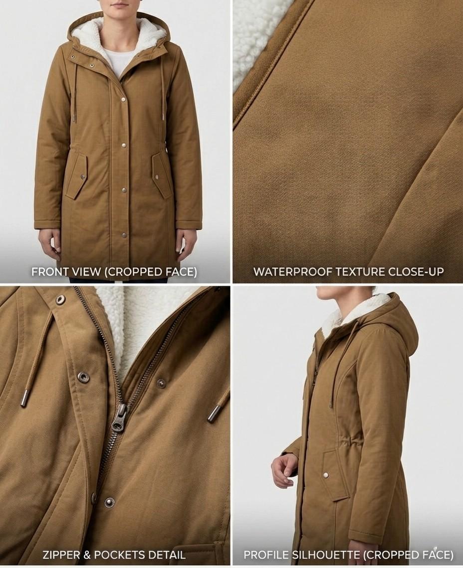 Hooded Fleece Lined Zip Front Parka Coat 16