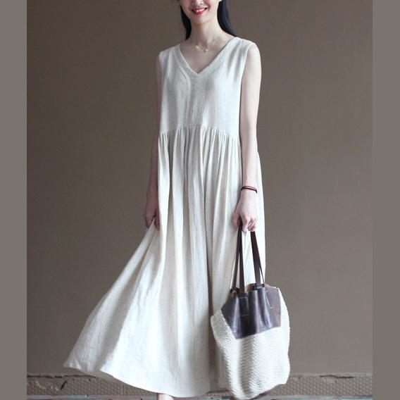 White Flowy Linen Dress Summer Long Maxi Dress Sundresses Beach Holiday Dress