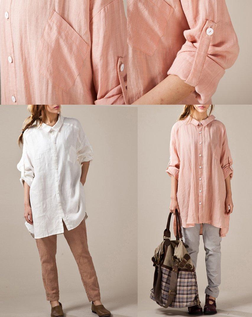 White linen shirts long sleeve oversize womens linen dresses plus size linen clothing buttons back