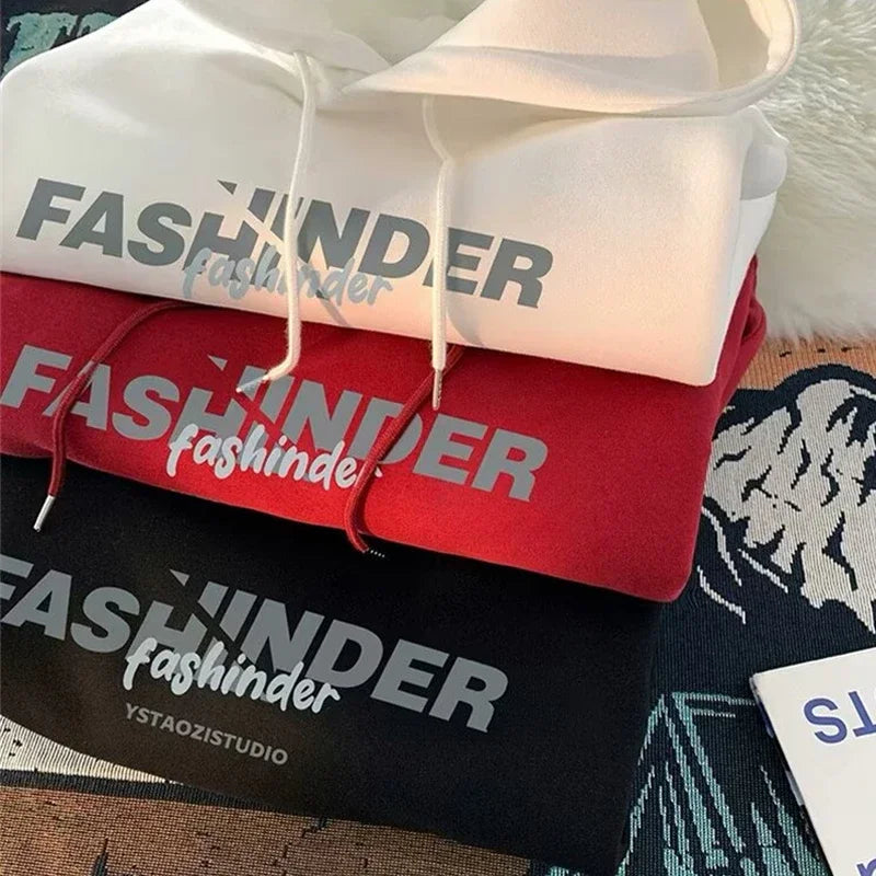 Letter Printed Fleece Hoodie
