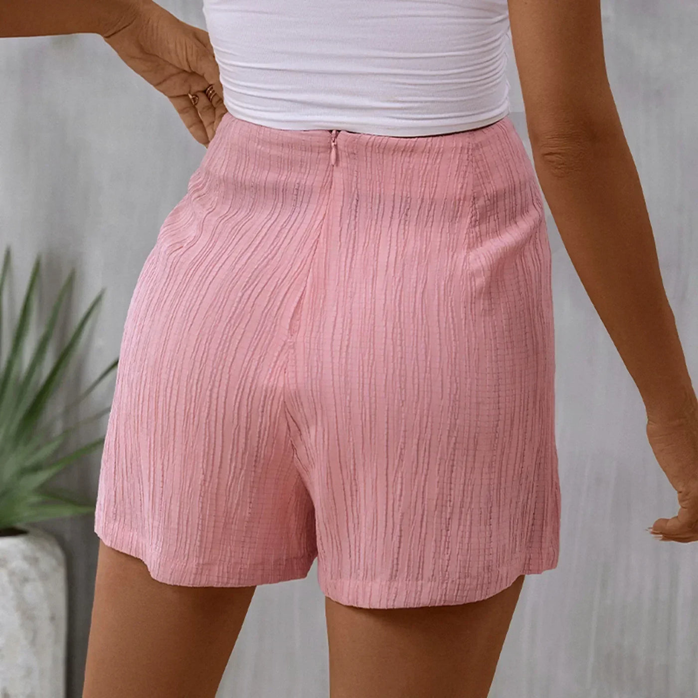 High-Waist Pleated Denim Mini Skort