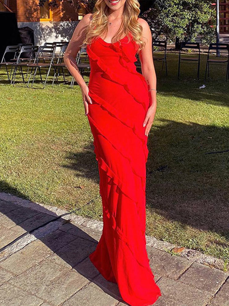 Chic Deep V Neck Maxi Dress