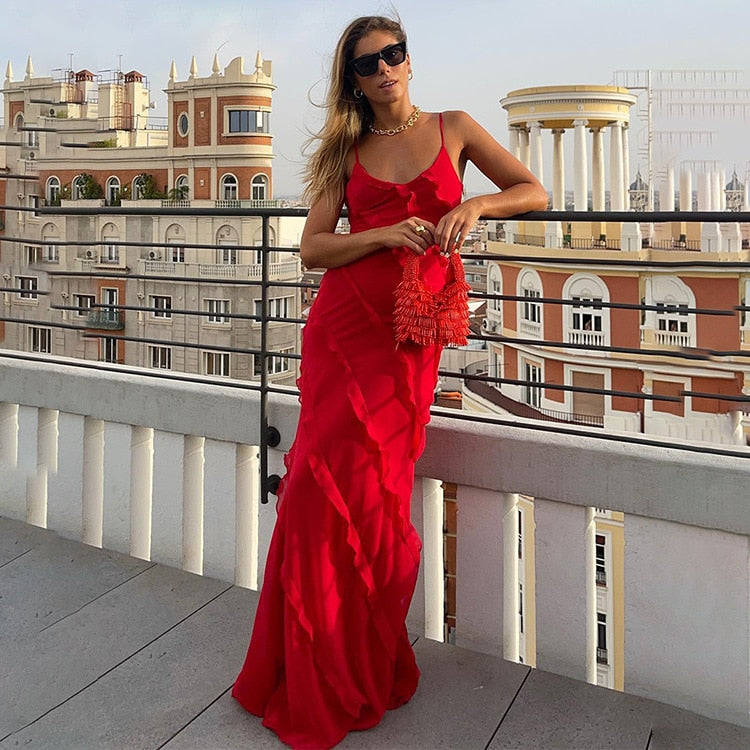 Chic Deep V Neck Maxi Dress
